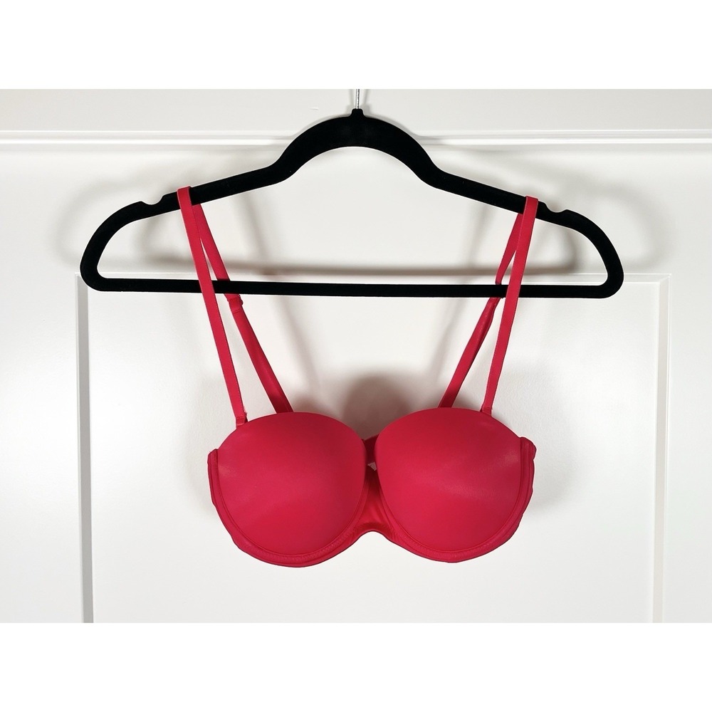Victorias Secret PINK Wear Everywhere Strapless Multiway Push-Up Bra Red 34B